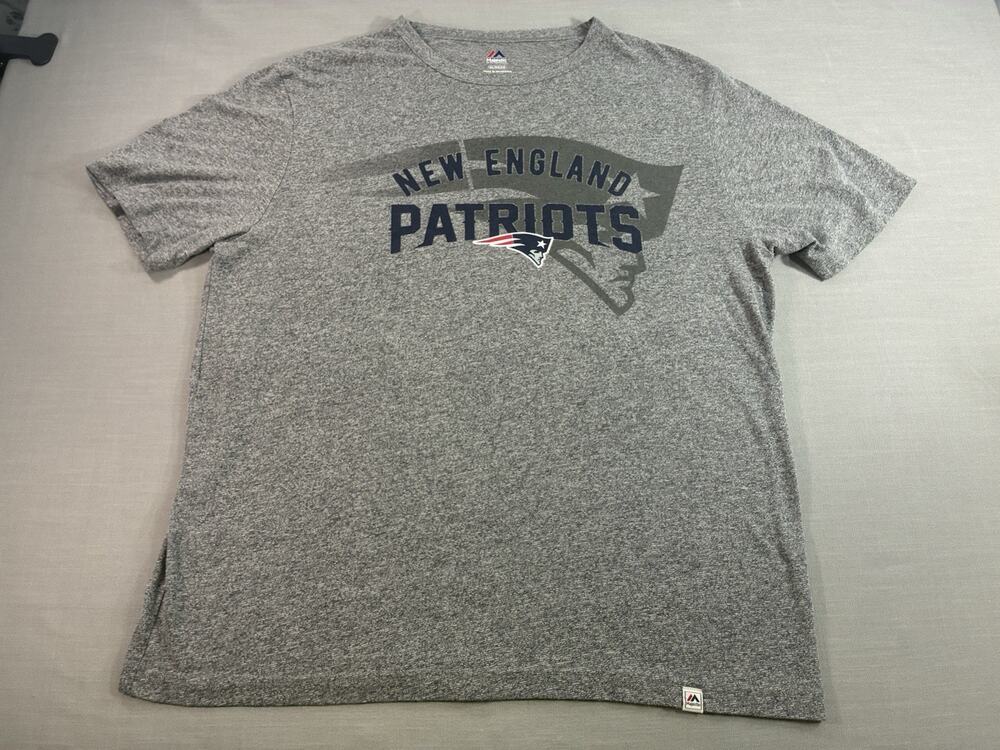 Majestic New England Patriots T-Shirt Mens XL Heather Gray NFL Graphic Tee